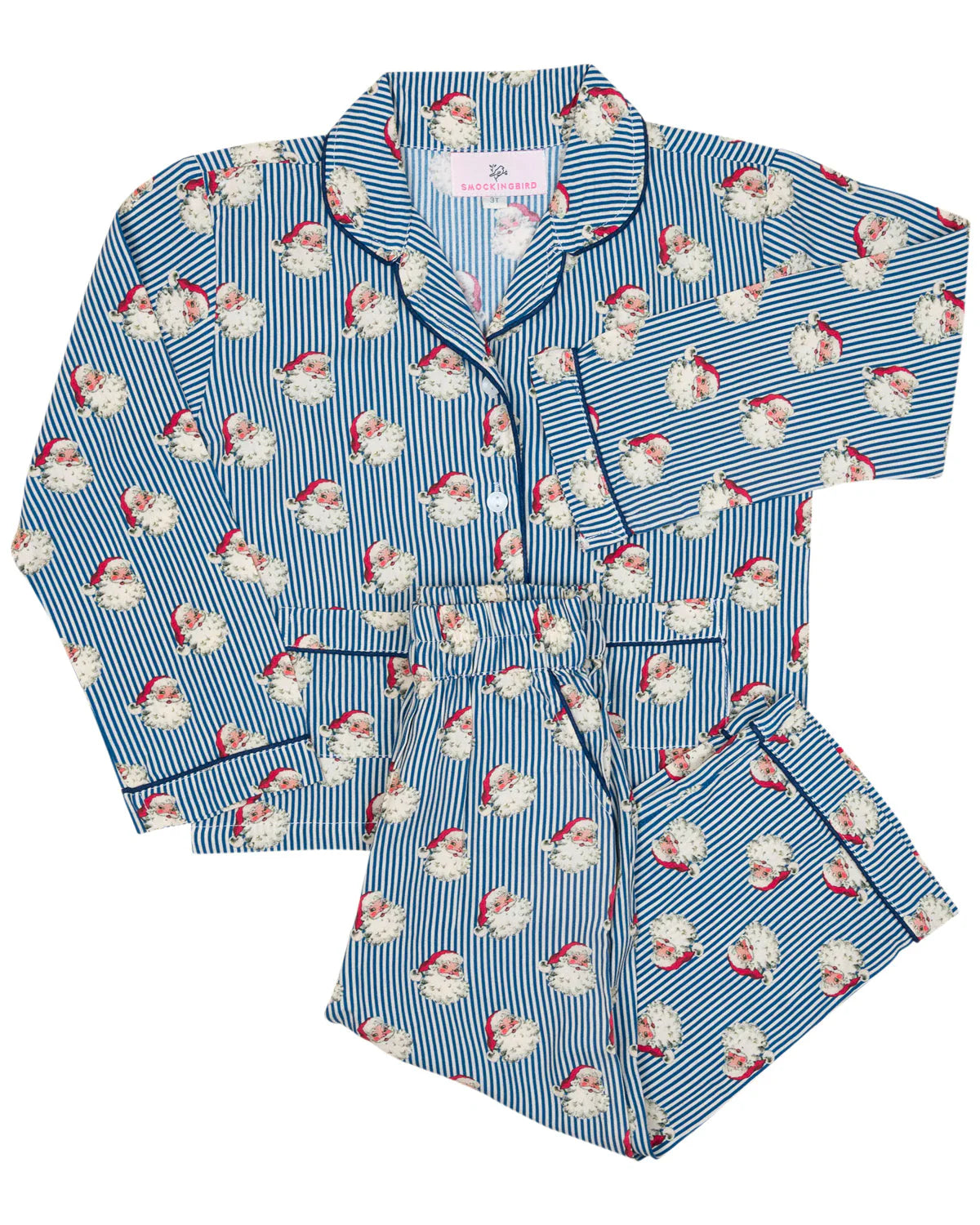 Adult Navy Striped Vintage Santa Pajama Set