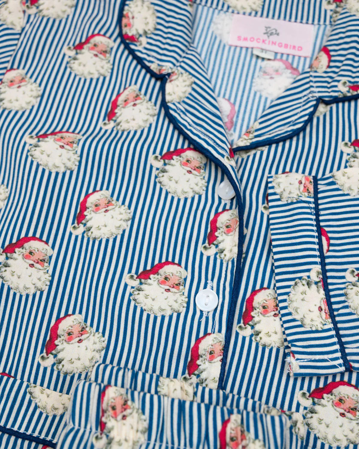 Adult Navy Striped Vintage Santa Pajama Set