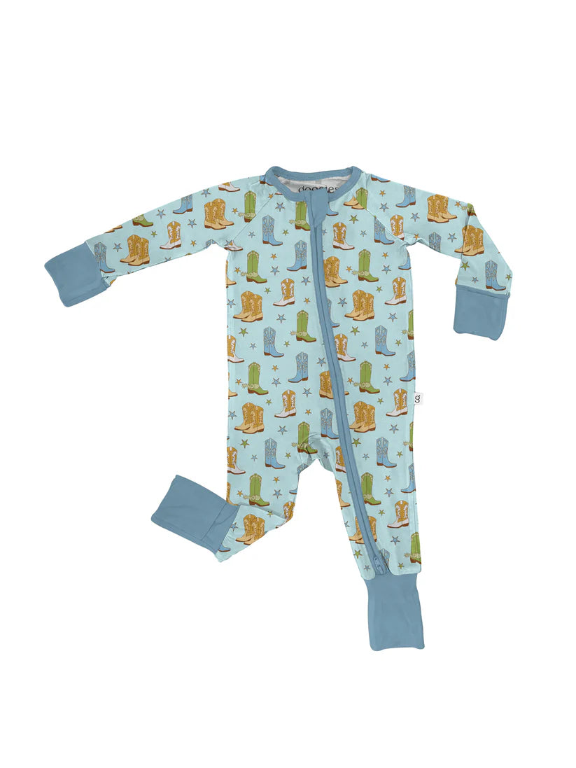 LS Zip PJs - Blue Boots