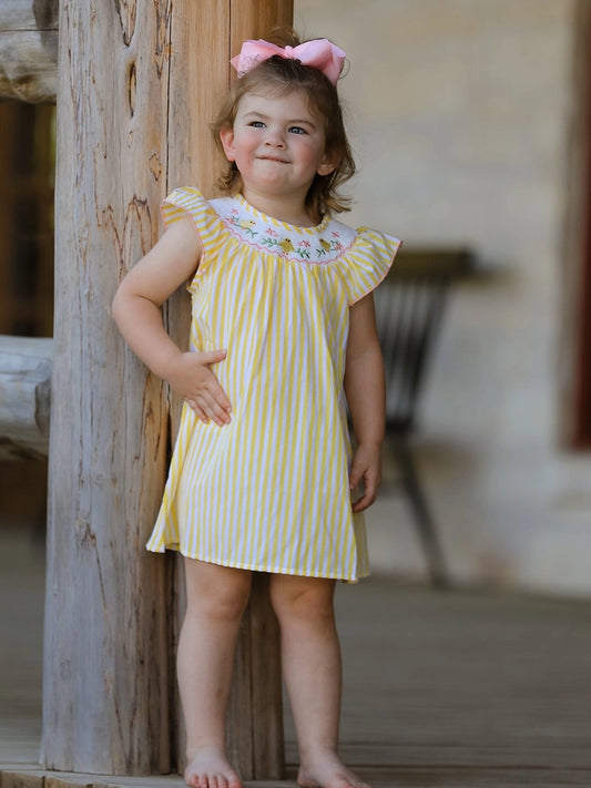 Chick Floral Embroidery Smocking Dress