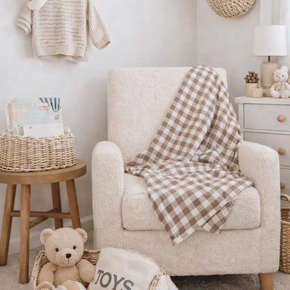Bamboo Muslin Swaddle Blanket (Mocha Checkers)