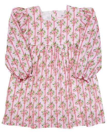 Holiday Bow Striped Dress