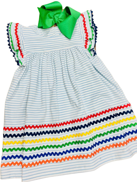 Blue Stripe A/S Ric Rac Dress