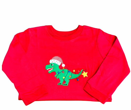 Red LS - Dinosaur Santa