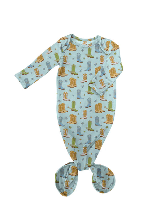 Knotted Gown - Blue Boots(0-3mth)