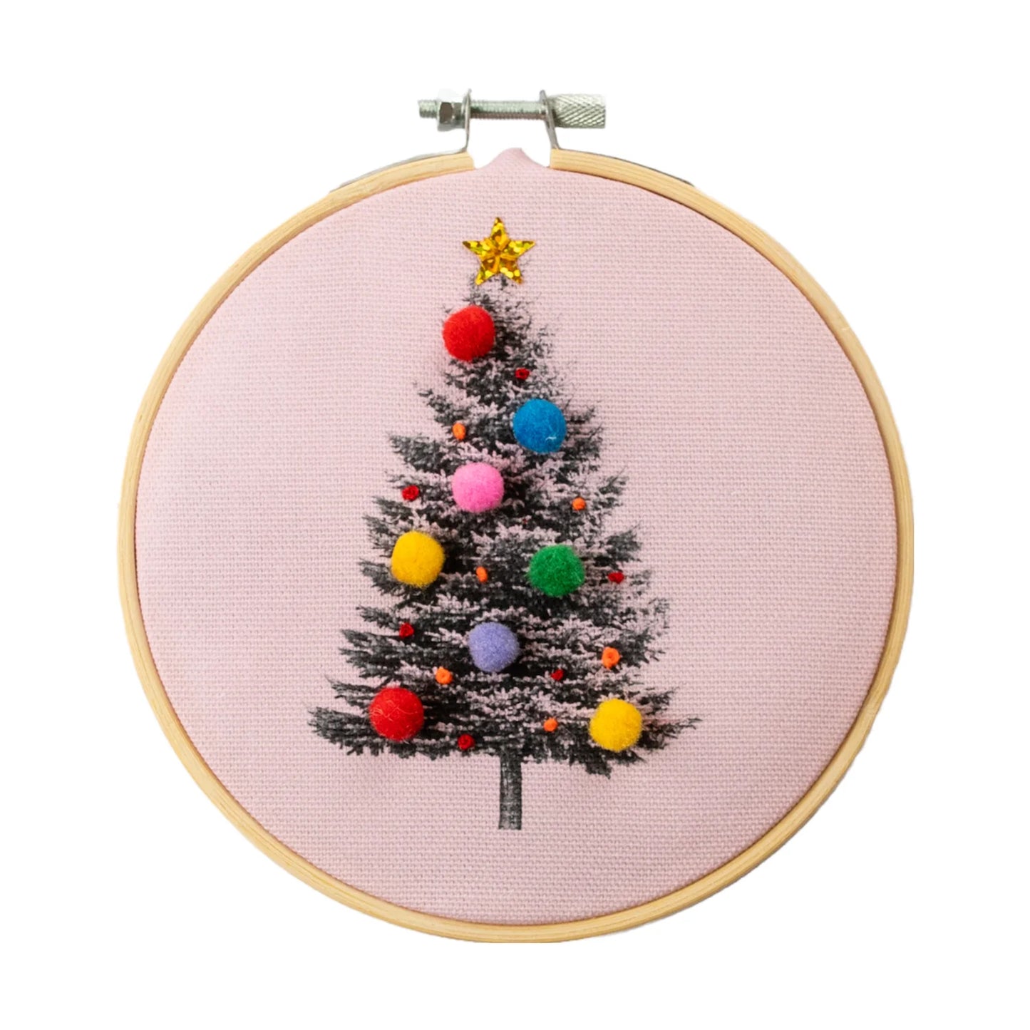 Christmas Tree Embroidery Hoop Kit- Blue or Pink