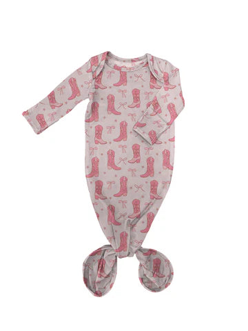 Knotted Gown - Pink Boots(0-3mth)