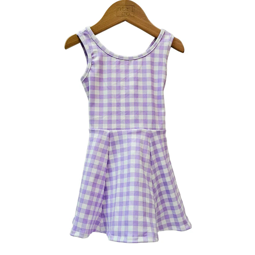 Purple Gingham Activewear Dress