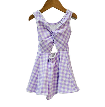 Purple Gingham Activewear Dress