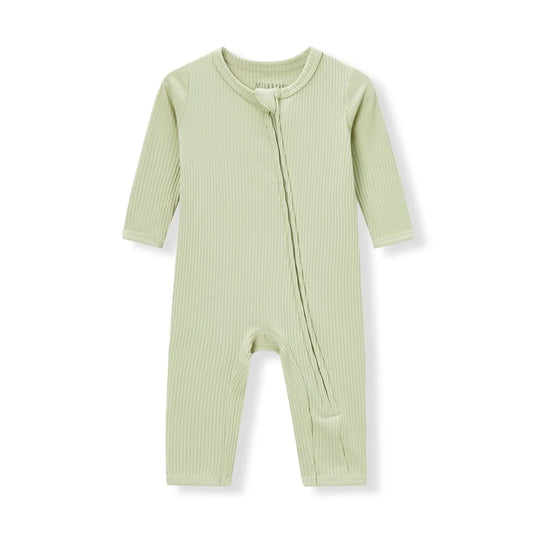 Ribbed LS Zip PJ - Sage