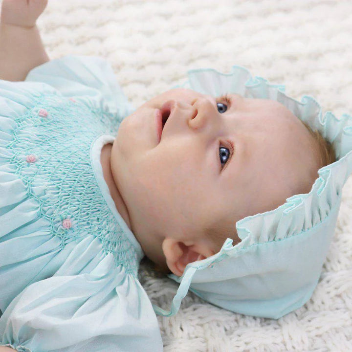 Smocked Daygown w/Raglan Embroidery & Bonnet