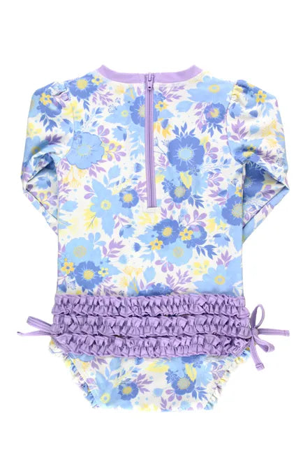 Pristine Blooms LS Zipper Rash Guard