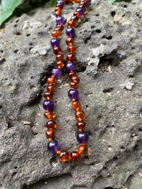 Amethyst and Cognac Baby Necklace