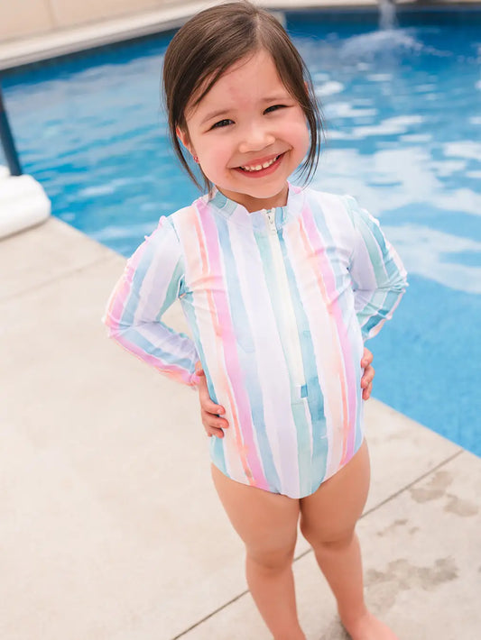 Watercolor Stripe Rash Guard