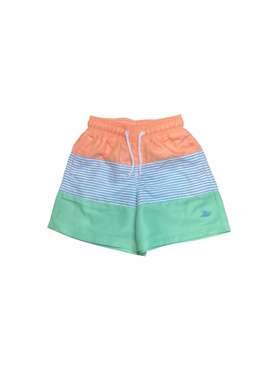 Swim Trunks- Solid Peach/ Color Block