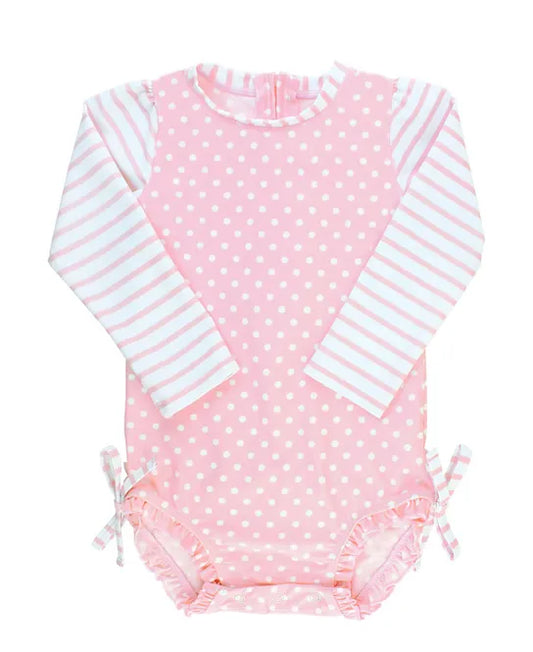 Pink Polka Dot LS 1-Piece Rashguard