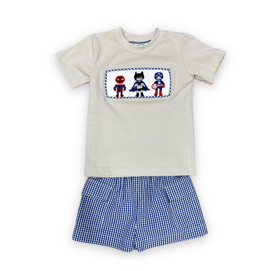 Superheroes Smocked Short Set